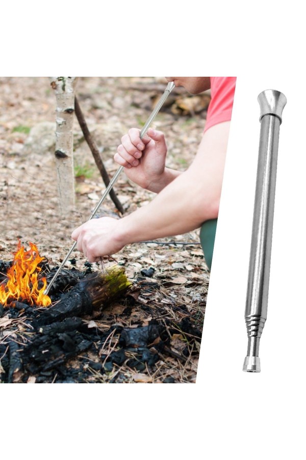 BUFFER®  Teleskopik Ateş Başlatıcı Outdoor Üfleme Borusu 63 Cm