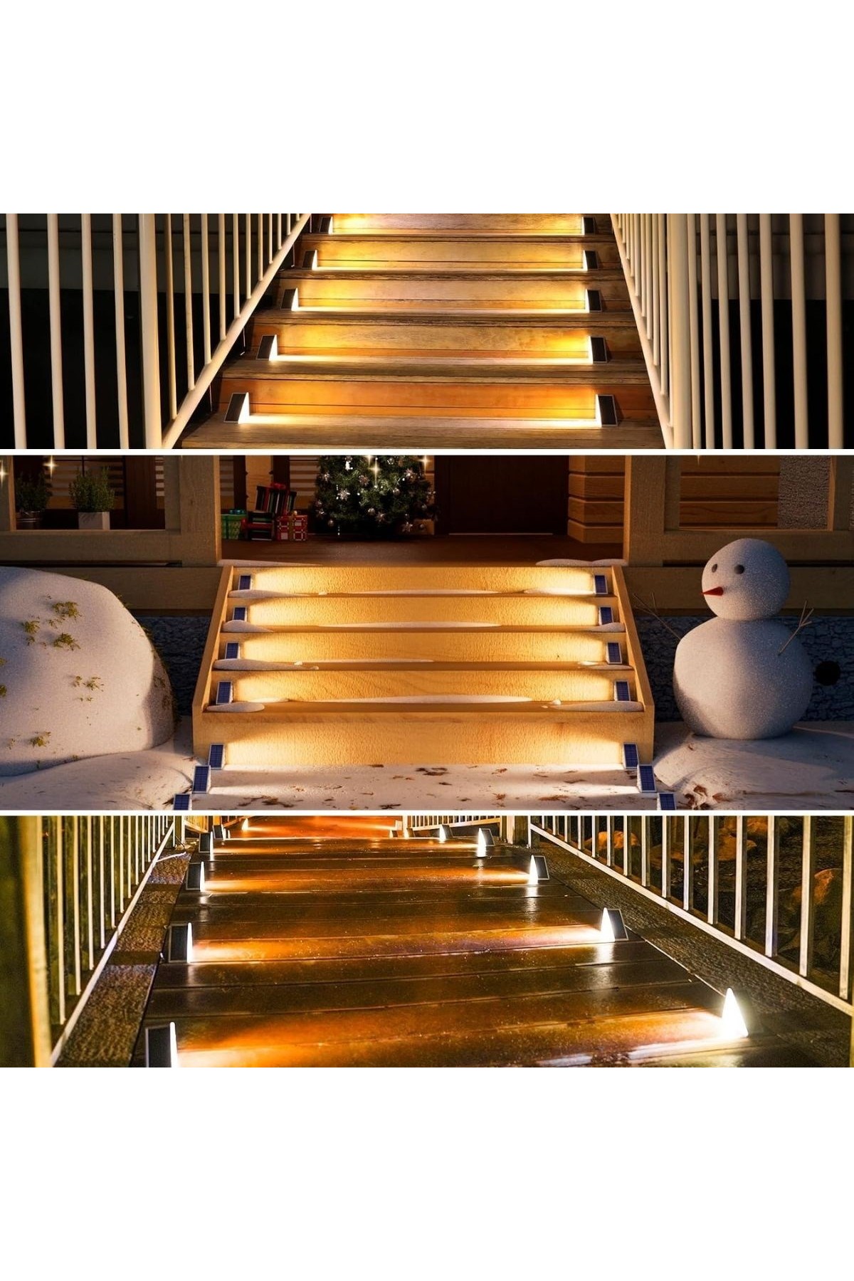 BUFFER® 8 Adet Üçgen  Güneş Enerjisi ile Şarj Olan Dış Mekan Solar Basamak Köşe Lambası