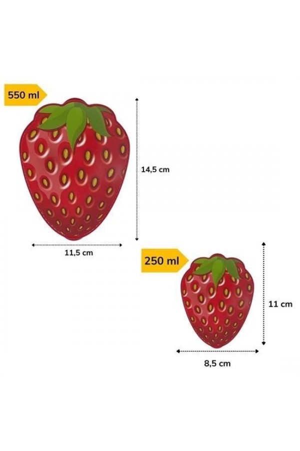BUFFER® 2'li İç İçe Geçebilen Çilek Model Saklama ve Beslenme Kabı Seti (550 ml + 250 ml)