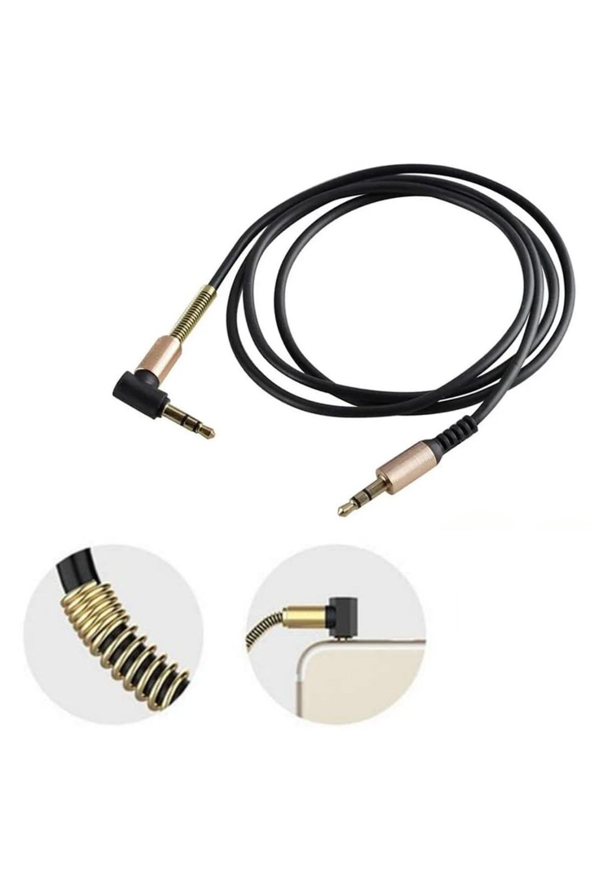 BUFFER®  3.5mm AUX Kablosu Jak Erkek Erkek L Tipi 1 Metre Ses Aktarım Kablosu