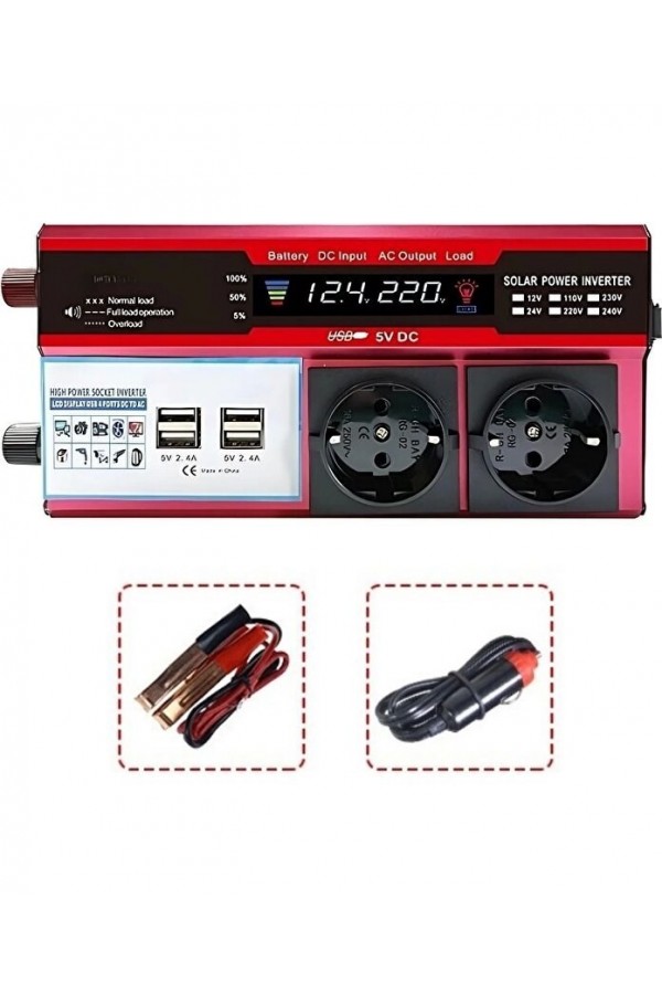 Buffer® 12v 2000w Modifiye Sinüs İnverter Araç Ve Güneş Enerjisi Uyumlu, Çift Usb, Çift Priz Ve Çakmaklık Epilons