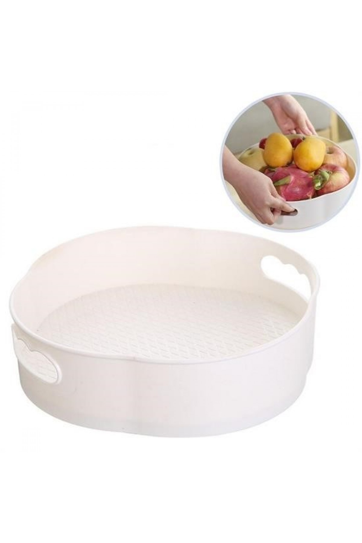 BUFFER® 360 Derece Dönebilen Mekanizmalı Yuvarlak Tepsi Formlu Sunum ve Servis Organizer Tablası