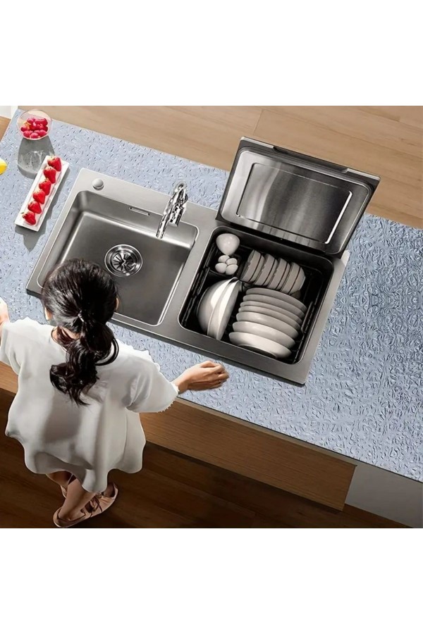 BUFFER® Rulo Gümüş Alüminyum Folyo Duvar Kağıdı, Kendinden Yapışkanlı Raf İçi, Su Geçirmez Folyo  2 mt x 60 cm