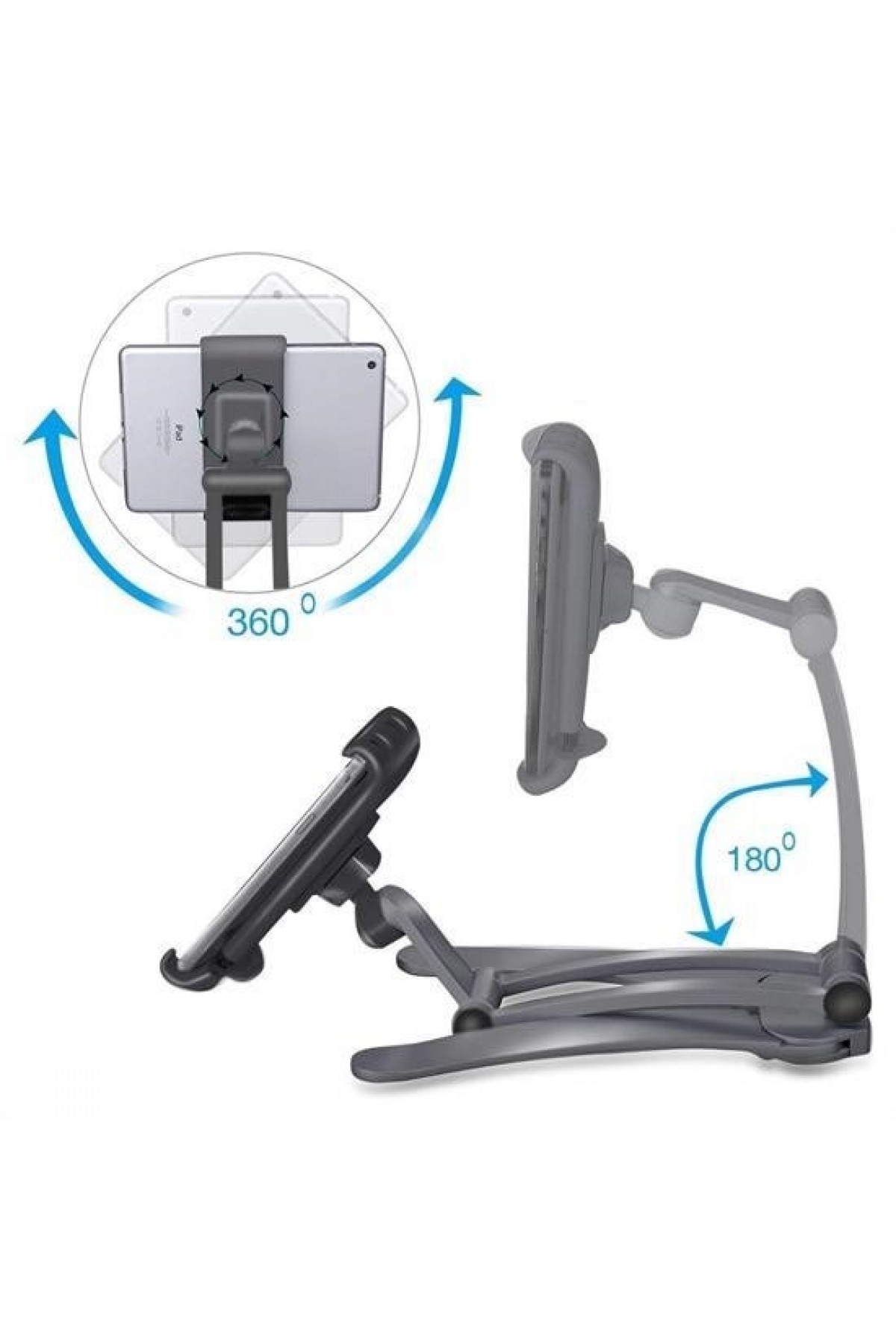 BUFFER® 360 Derece Dönebilen Mutfak Masaüstü Telefon Tablet Tutucu Ayarlanabilir Esnek Ayaklı Metal