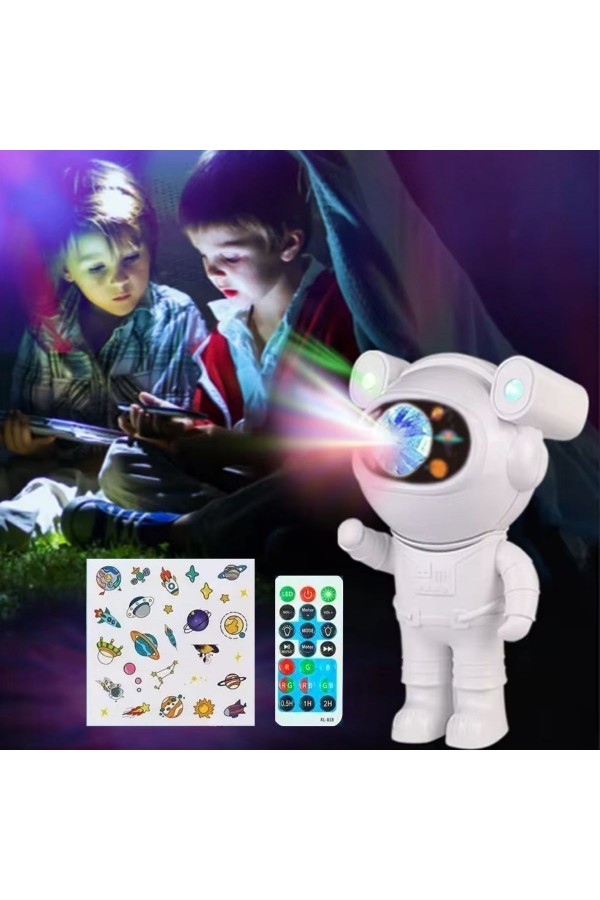 BUFFER® Stickerlı ,Kumandalı ASTRONOT Model Gece Lambası