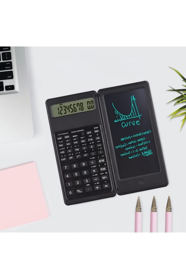 BUFFER® Silinebilir LCD Yazı Tabletli,Kalemli Katlanabilir Bilimsel Hesap Makinesi