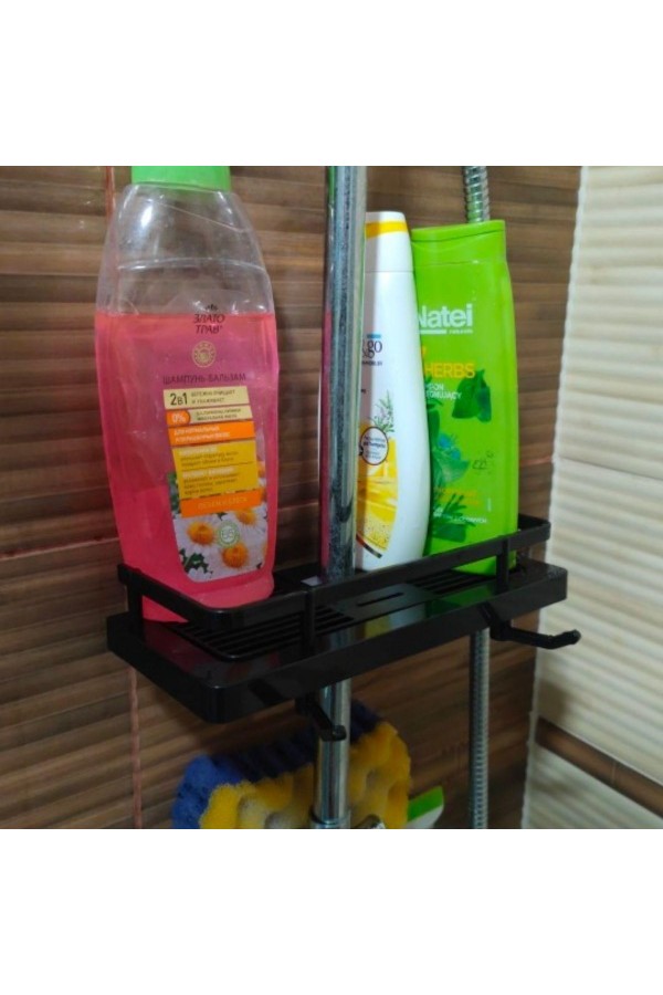 BUFFER® Duş Demirine Takılan Siyah Duş Sabunluk Organizeri Şampuan,Sabun,Lif Standı