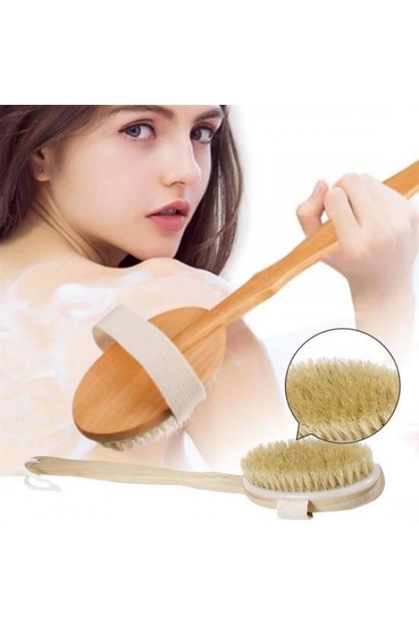BUFFER® Doğal At Kılı Selülit Karşıtı Sapı Çıkabilen Ahşap Banyo Fırçası