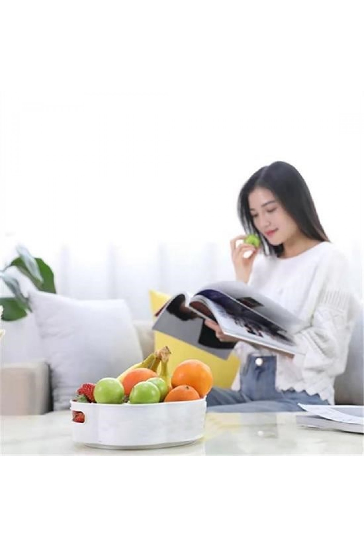 BUFFER® 360 Derece Dönebilen Mekanizmalı Yuvarlak Tepsi Formlu Sunum ve Servis Organizer Tablası