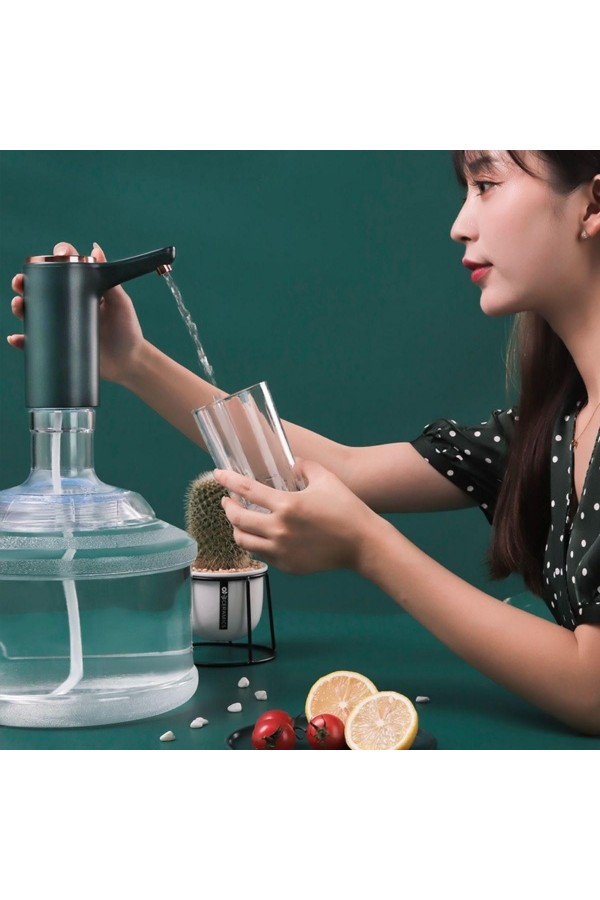 BUFFER® Retro Model Otomatik Damacana Pompası Aparatı Yeşil Renk Bakır Detaylı