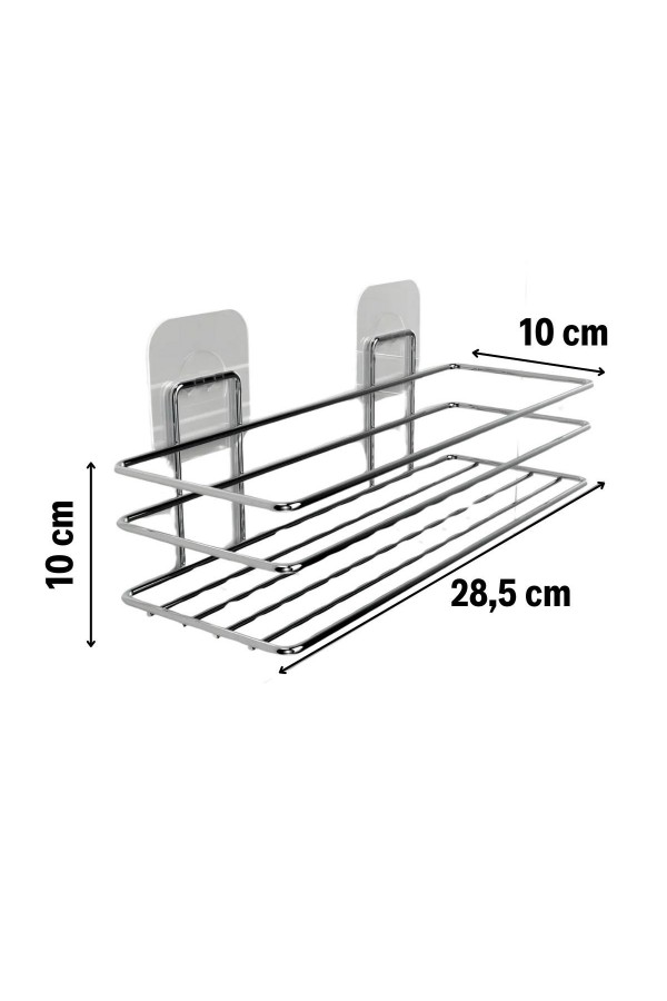 BUFFER® Kendiliğinden Yapışkanlı Krom Paslanmaz Metal Şampuanlık Banyo Düzenleyici Raf