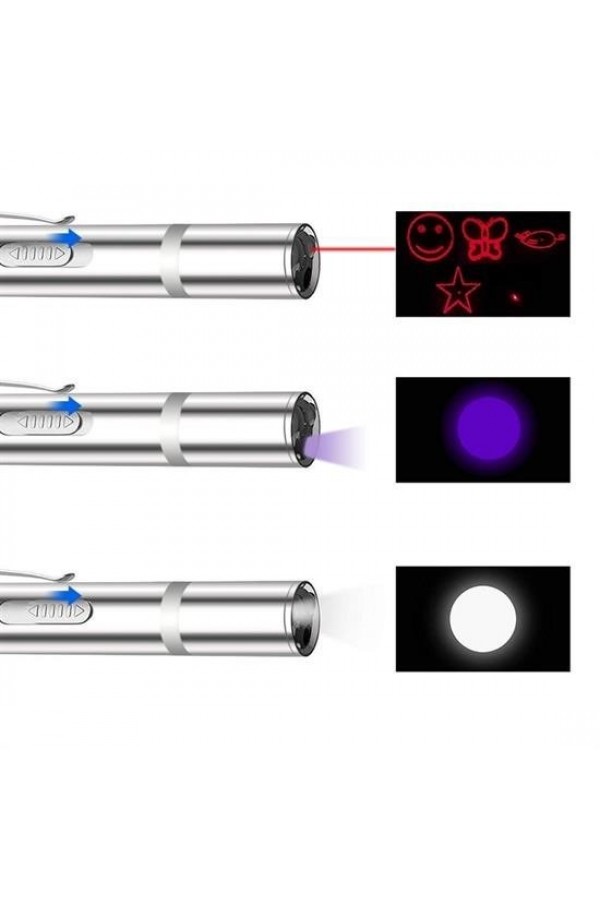 BUFFER® Usb İle Şarj Edilebilen 3In 1 Kırmızı Işık +Beyaz Led Meşale Işık + Uv El Feneri Kedi Lazeri BUFFER® Usb İle Şarj Edilebilen 3In 1 Kırmızı Işık +Beyaz Led Meşale Işık + Uv El Feneri Kedi Lazeri