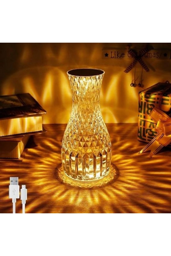 BUFFER® Sürahi Model USB Şarjlı Kumandalı 16 Farklı Işık Modlu Masa Üstü Kristal Akrilik Lamba Led