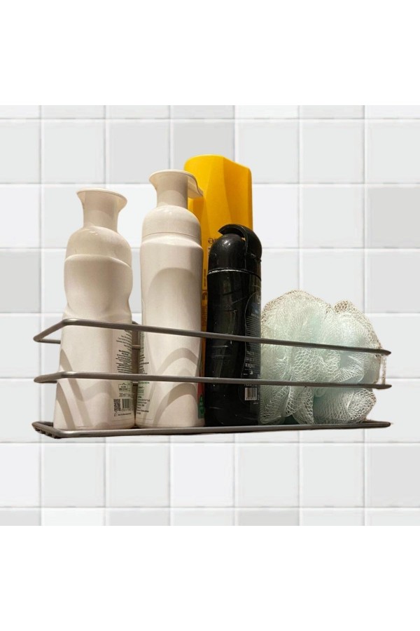 BUFFER® Kendiliğinden Yapışkanlı Krom Paslanmaz Metal Şampuanlık Banyo Düzenleyici Raf