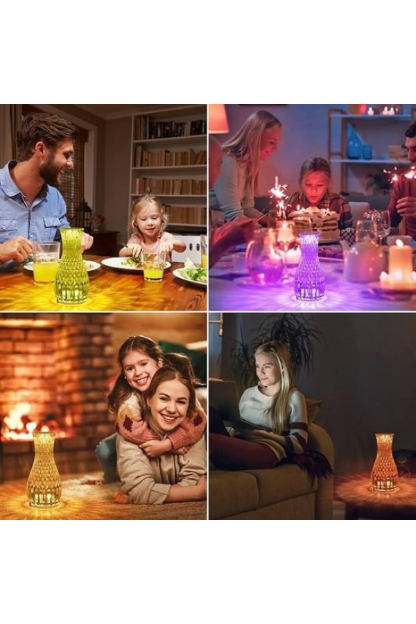 BUFFER® Sürahi Model USB Şarjlı Kumandalı 16 Farklı Işık Modlu Masa Üstü Kristal Akrilik Lamba Led