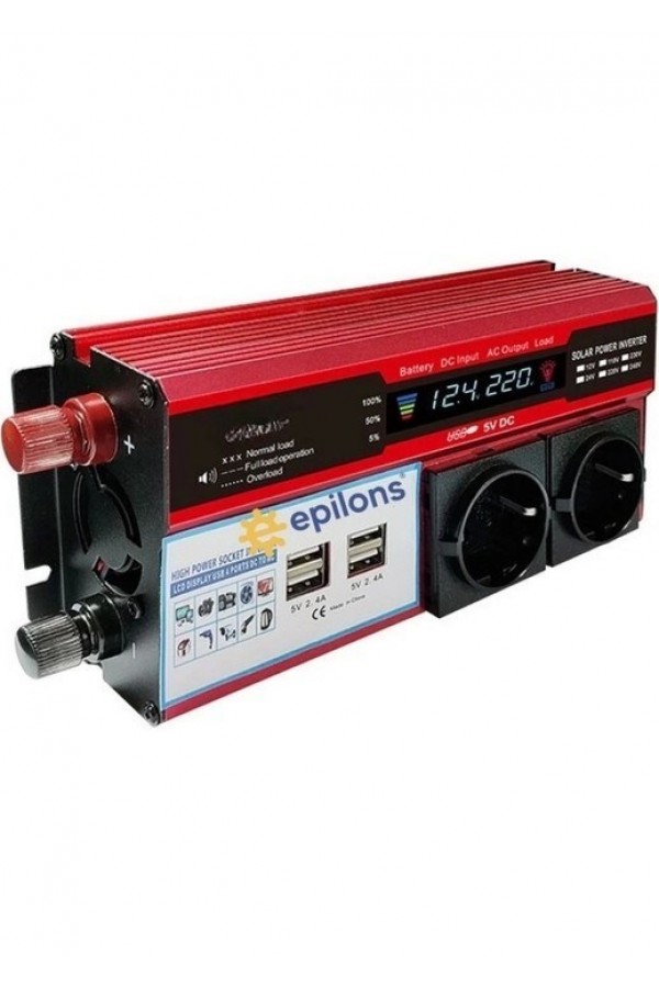 Buffer® 12v 2000w Modifiye Sinüs İnverter Araç Ve Güneş Enerjisi Uyumlu, Çift Usb, Çift Priz Ve Çakmaklık Epilons