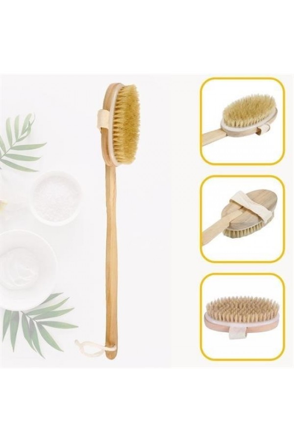 BUFFER® Doğal At Kılı Selülit Karşıtı Sapı Çıkabilen Ahşap Banyo Fırçası
