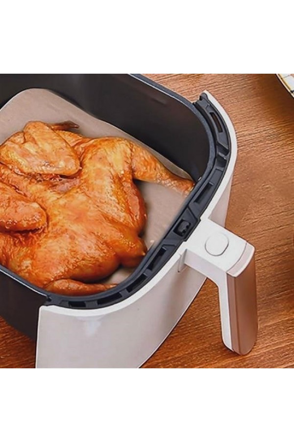 100 Adet Air Fryer Pişirme Kağıdı Tek Kullanımlık Yağ Su Geçirmez Yapışmaz Deliksiz Düz Kare Model