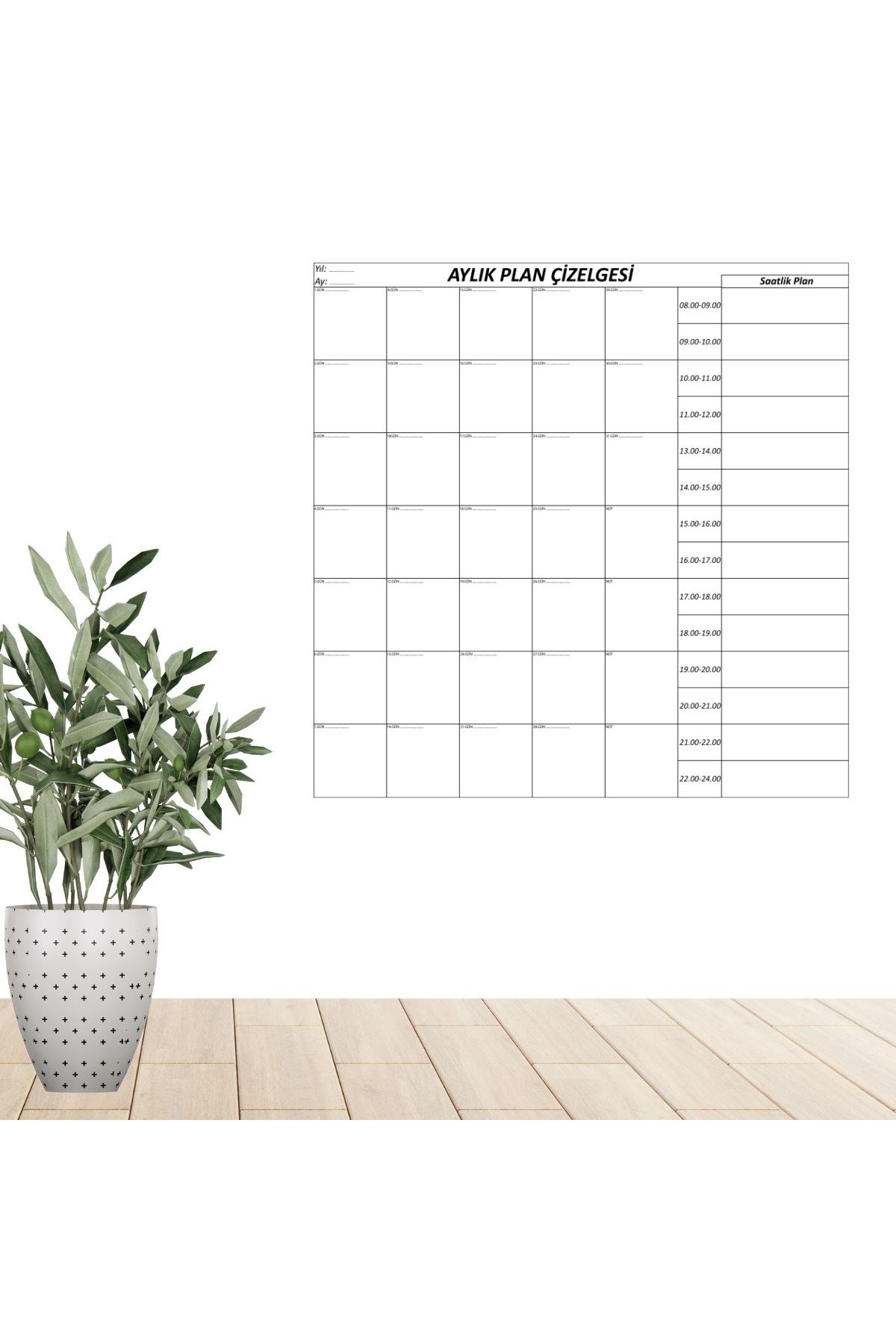 BUFFER® Aylık Planlayıcı Manyetik Duvar Stickerı Takvim Plan Çizelgesi