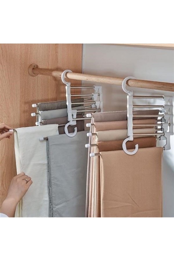 BUFFER®  Hareketli Dolap İçi Pantolon Kravat Şal Askı Sistemi Düzenleyici Katmanlı Askılık Organizer