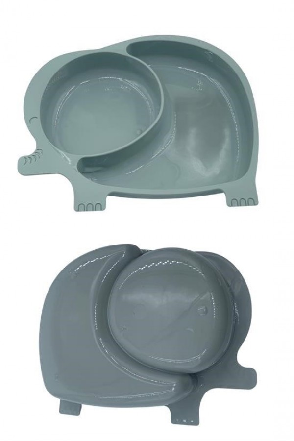 BUFFER® Bebek ve Çocuk için Sevimli Fil Model Desenli Yemek Bebek Mama Kabı Bölmeli Tabak