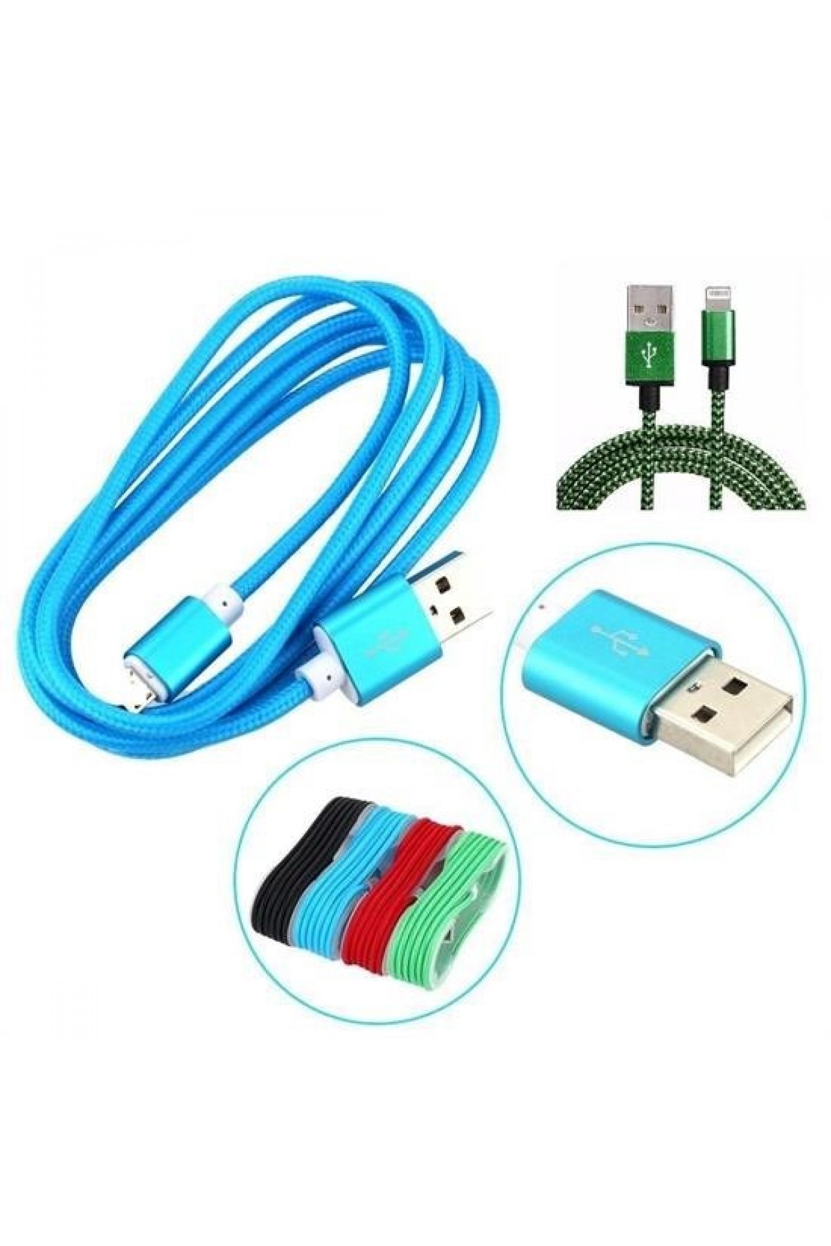 BUFFER® 1,5 Metrelik Örgü Şeklinde Apple Iphone Ipad Data Şarj Kablosu