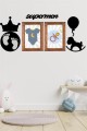 BUFFER® DECO103 Supermen Dekoratif Duvar Süsü Tablo Aksesuar Ahşap Tasarım Hediye Pano Sticker Seti