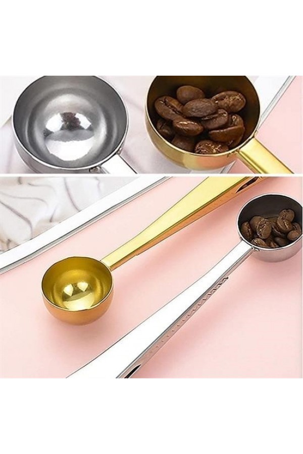 BUFFER® Mandallı Kahve Ölçü Kaşığı Silver Çok Fonksiyonlu Paslanmaz Çelik Kaşık