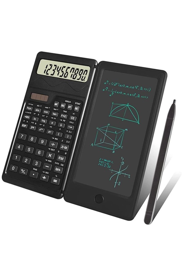 BUFFER® Silinebilir LCD Yazı Tabletli,Kalemli Katlanabilir Bilimsel Hesap Makinesi