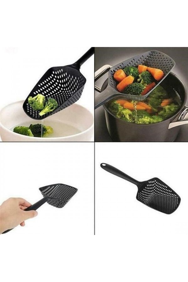 BUFFER® Isıya Dayanıklı Plastik Süzgeçli Kızartma ve Sebze Haşlama Kepçesi