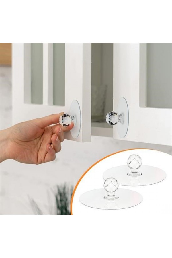 BUFFER® 2 Adet Kristal Kendiliğinden Güçlü Yapışkanlı Kulp Askısı Tutma Kolu