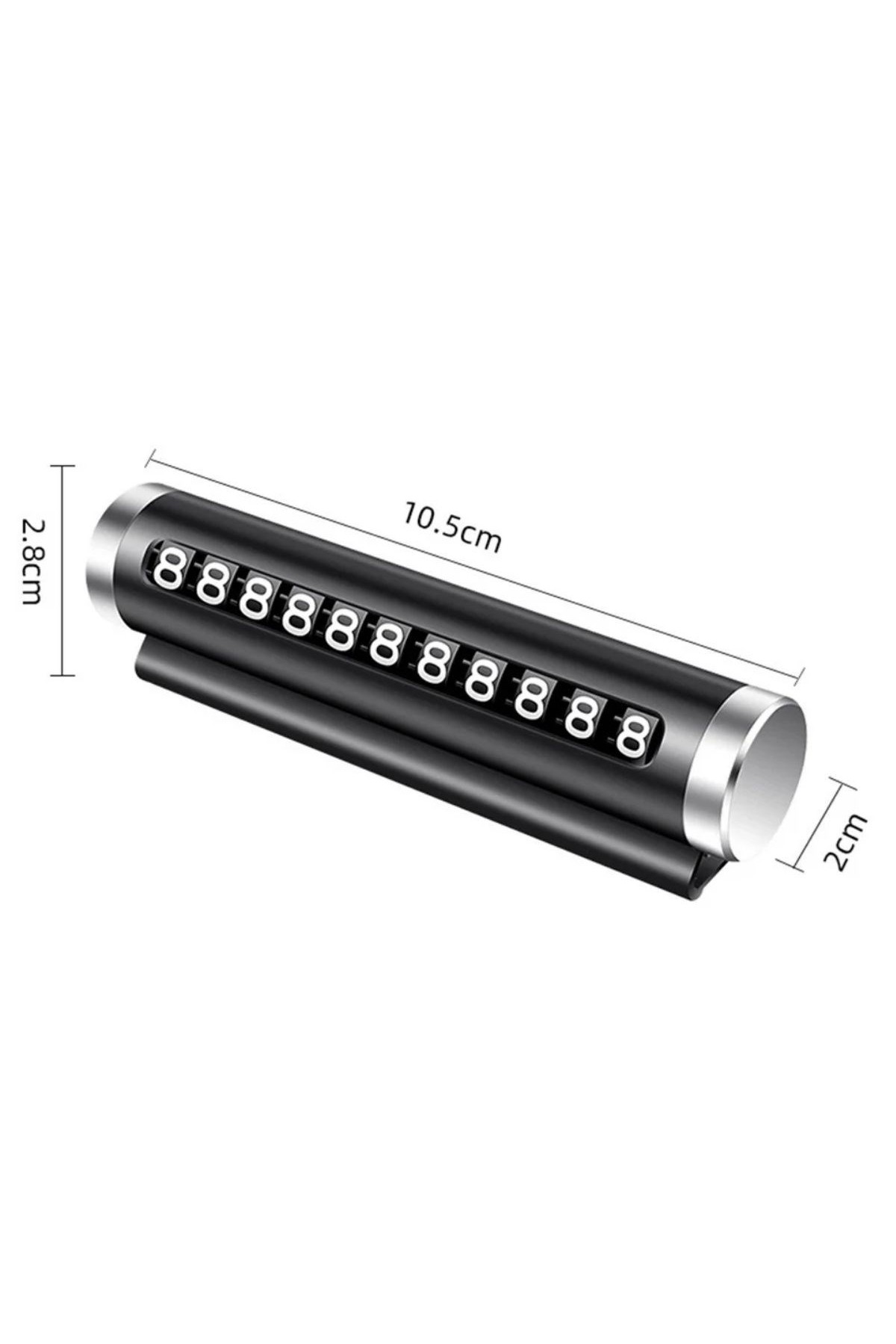 BUFFER® Alüminyum Kasa Siyah Renk Çevirmeli Araç Içi Telefon Numaratörü Park Oto Numaratörü