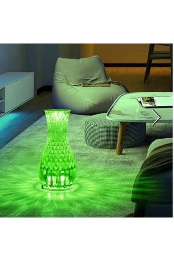 BUFFER® Sürahi Model USB Şarjlı Kumandalı 16 Farklı Işık Modlu Masa Üstü Kristal Akrilik Lamba Led