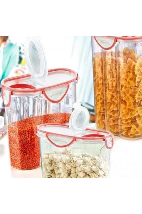 BUFFER® Kilitli Kapaklı Contalı Hava,Su Sıvı Geçirmez 2,4 Litre Erzak Saklama Kabı-SA590