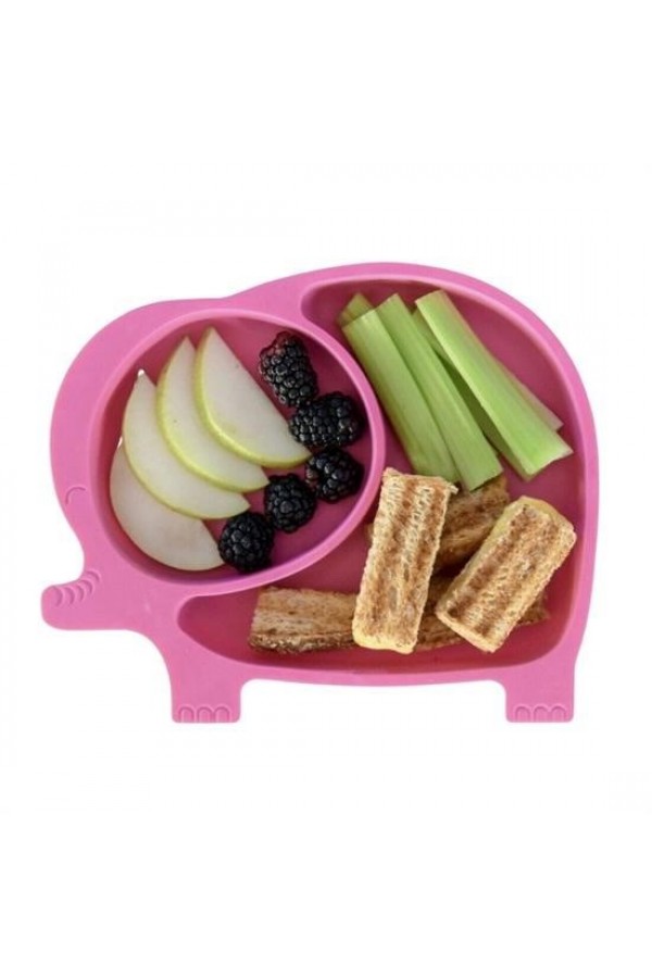 BUFFER® Bebek ve Çocuk için Sevimli Fil Model Desenli Yemek Bebek Mama Kabı Bölmeli Tabak