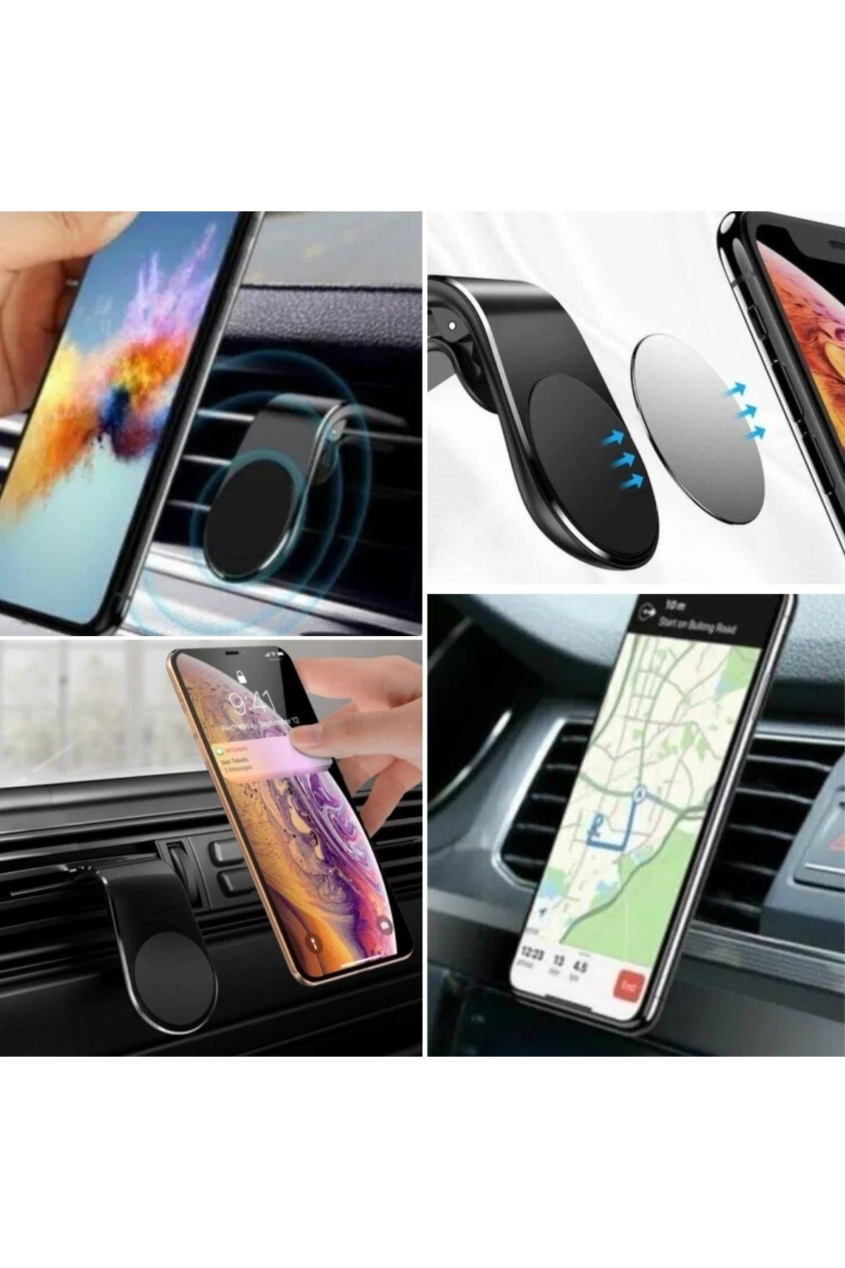 BUFFER ® Havalanndırma Izgarasına Takılabilen Mandallı Mıknatıslı Oto Araç Içi Manyetik Telefon Tutucu