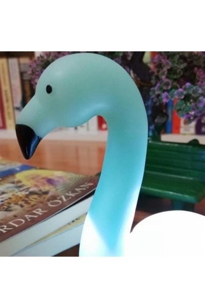 BUFFER® Dekoratif Işık Altında Renk Değiştiren pilli Kuğu Gece Lambası