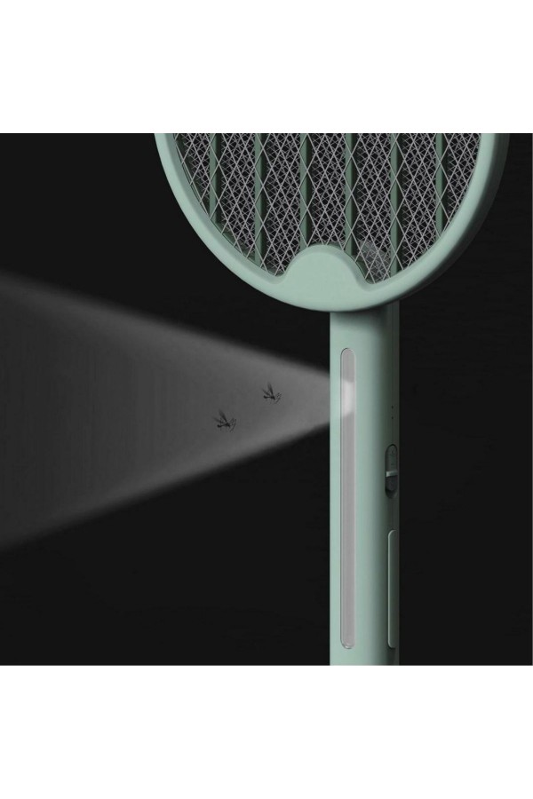 BUFFER® Tenis Raketi Tipi Masaüstü Olabilen Gece Lambalı Sinek Kovucu,Öldürücü Raket