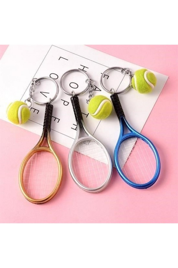 BUFFER® Gerçekçi Tenis Raketi Tasarımlı Şık Anahtarlık Kolye Çanta Süsü Tennis Keychain