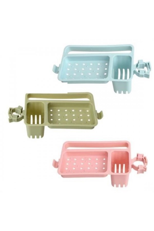 BUFFER® Musluğa Takılan Sünger Havlu Askılı Sabun Hazneli mutfak Banyo Lavabo Düzenleyici Organizer