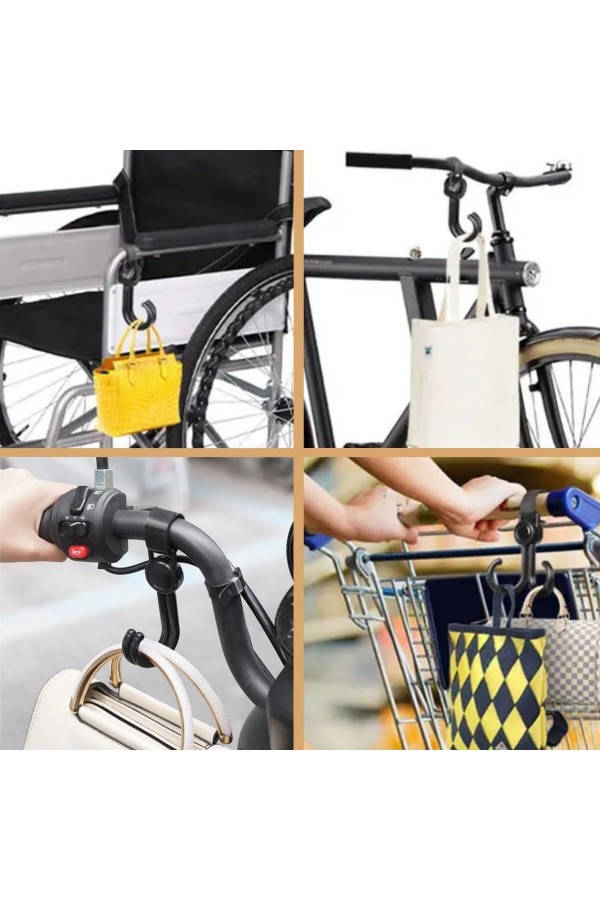 BUFFER® 2'li Bebek Arabası, Motor, Bisiklet Eşya Taşıma Aparatı Plastik Kanca