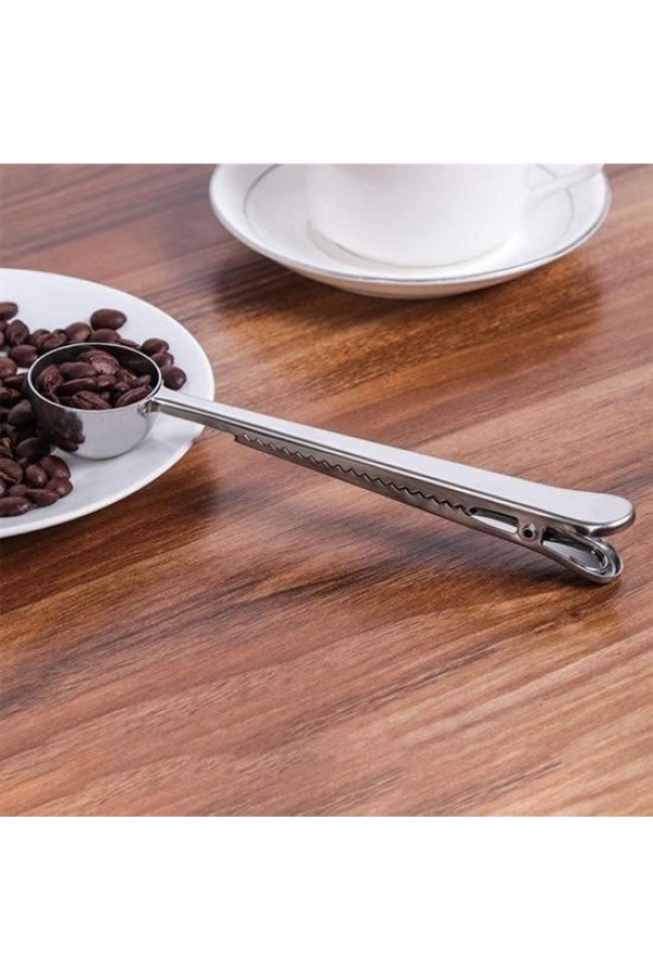 BUFFER® Mandallı Kahve Ölçü Kaşığı Silver Çok Fonksiyonlu Paslanmaz Çelik Kaşık