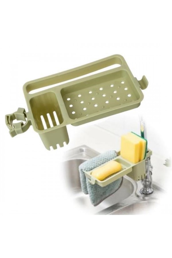 BUFFER® Musluğa Takılan Sünger Havlu Askılı Sabun Hazneli mutfak Banyo Lavabo Düzenleyici Organizer