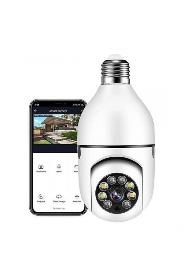 BUFFER® WiFi 360 Panoramik Ampul Kamera Gece Görüş Ses Akıllı Hareket Algılayıcı