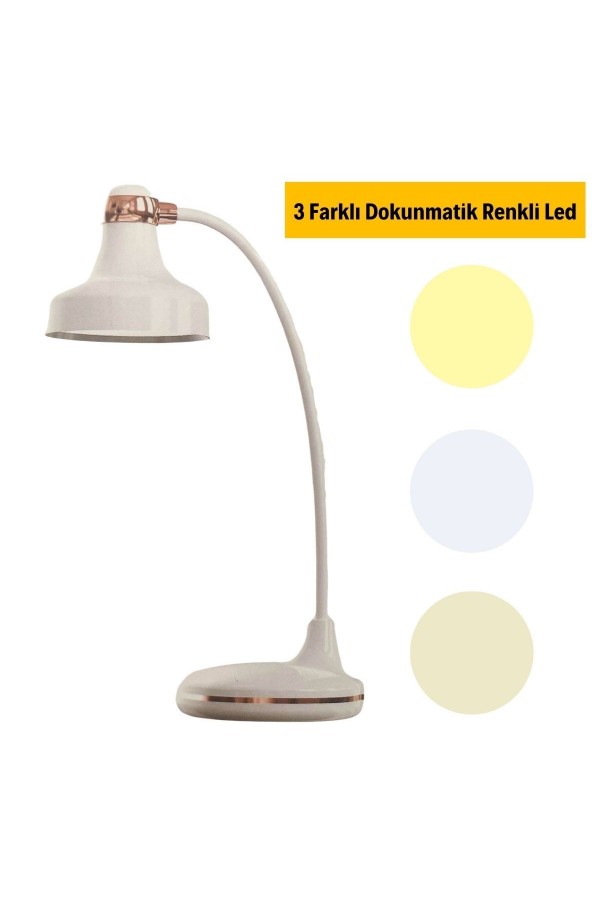 BUFFER® Dokunmatik 3 Farklı LED Işıklı Çalışma Masası Üstü Lamba