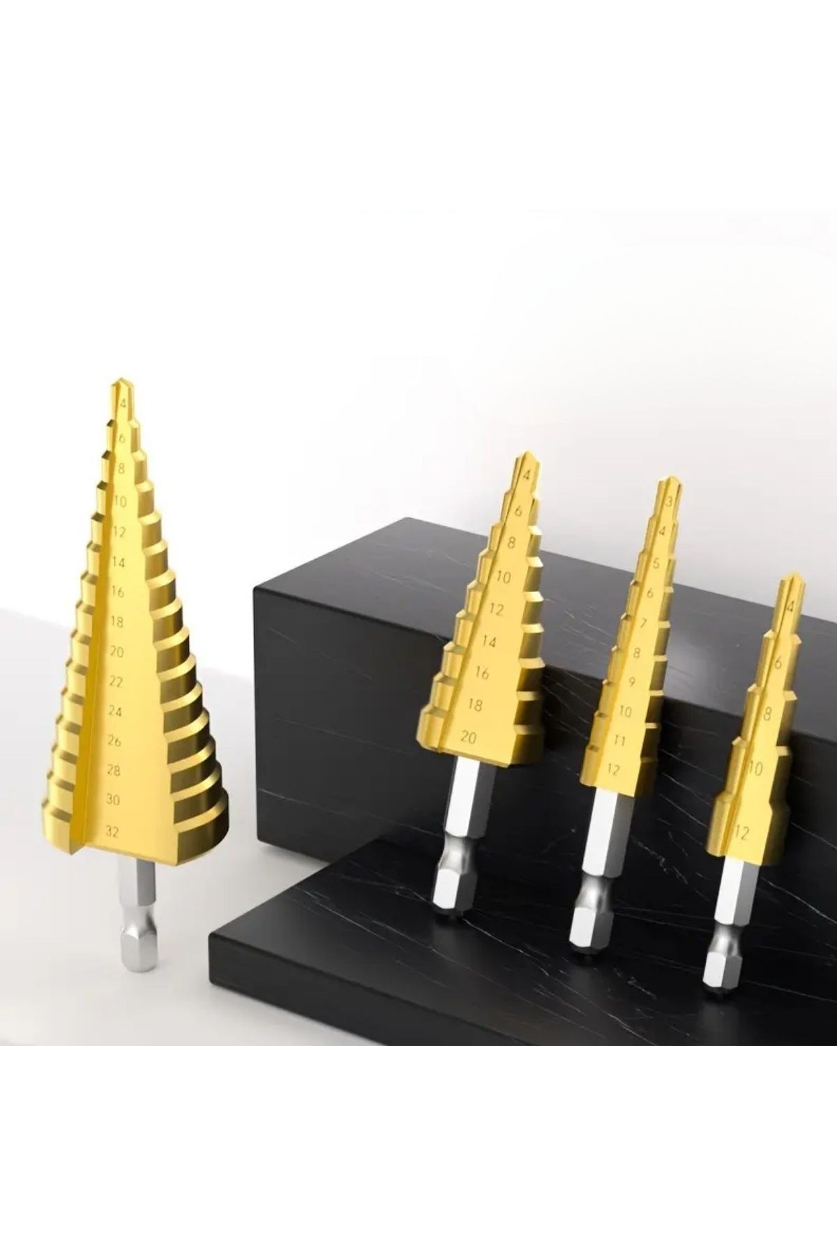 BUFFER® 3 Parça Kademeli Matkap Ucu Paslanmaz Uç Alüminyum Sac Demir Delme Seti