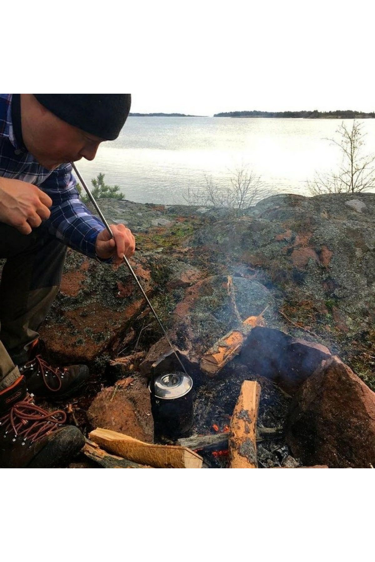 BUFFER®  Teleskopik Ateş Başlatıcı Outdoor Üfleme Borusu 63 Cm
