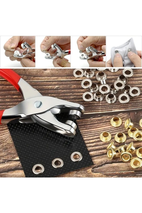 BUFFER® 200 adet Paslanmaz Çelik Çıtçıt ve Pense Seti Metal Çıt Çıt Makinesi