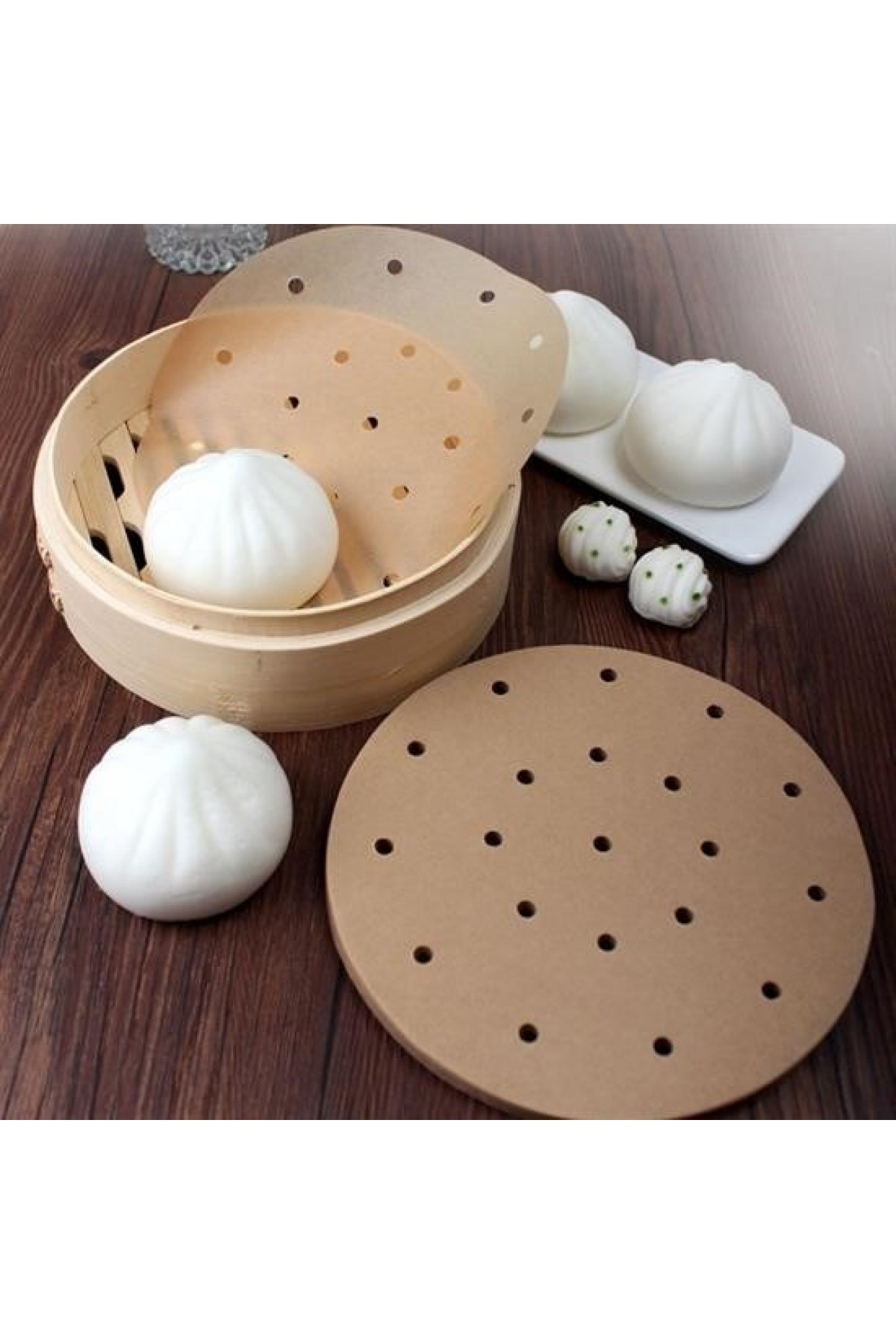 100 Adet  Air Fryer Pişirme Kağıdı Tek Kullanımlık Hava Fritözü Yuvarlak Delikli Model