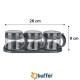 BUFFER® Gri  3lü Standlı Kapaklı Kaşıklı Cam Hava Sızdırmaz Baharatlık Takımı KC-386